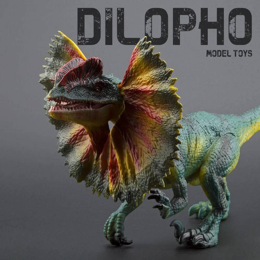 Dilopho Large Solid Realistic Dilophosaurus Dinosaur Model Jurassic Hard Rubber Hand Figure Desktop Ornament For Collectors